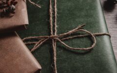 green box tied with brown string